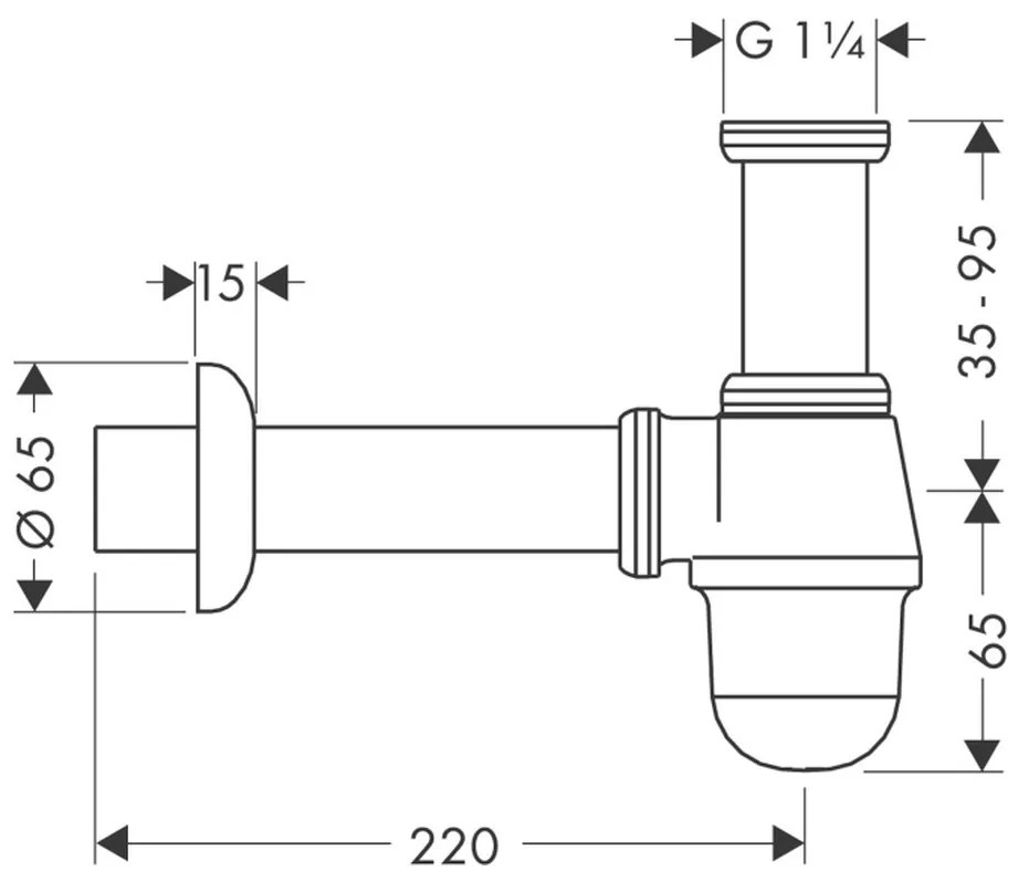 Hansgrohe Hansgrohe, šálkový sifón, štandardný model pre bidet, chróm, HAN-55213000