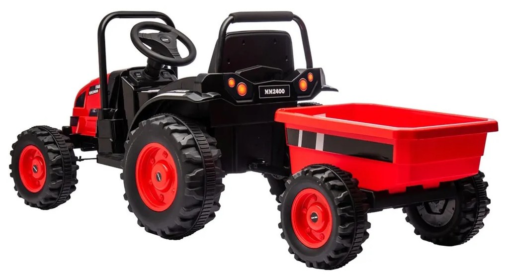 Elektrický traktor s prívesom Milly Mally Farmer červený