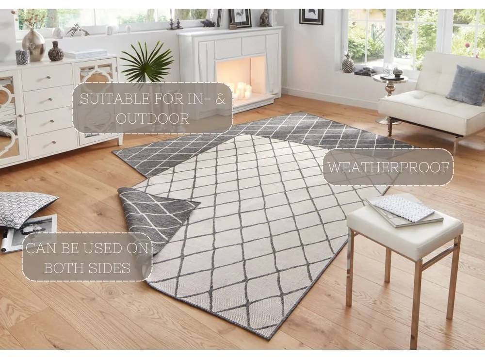 Sivo-krémový vonkajší koberec NORTHRUGS Malaga, 200 x 290 cm