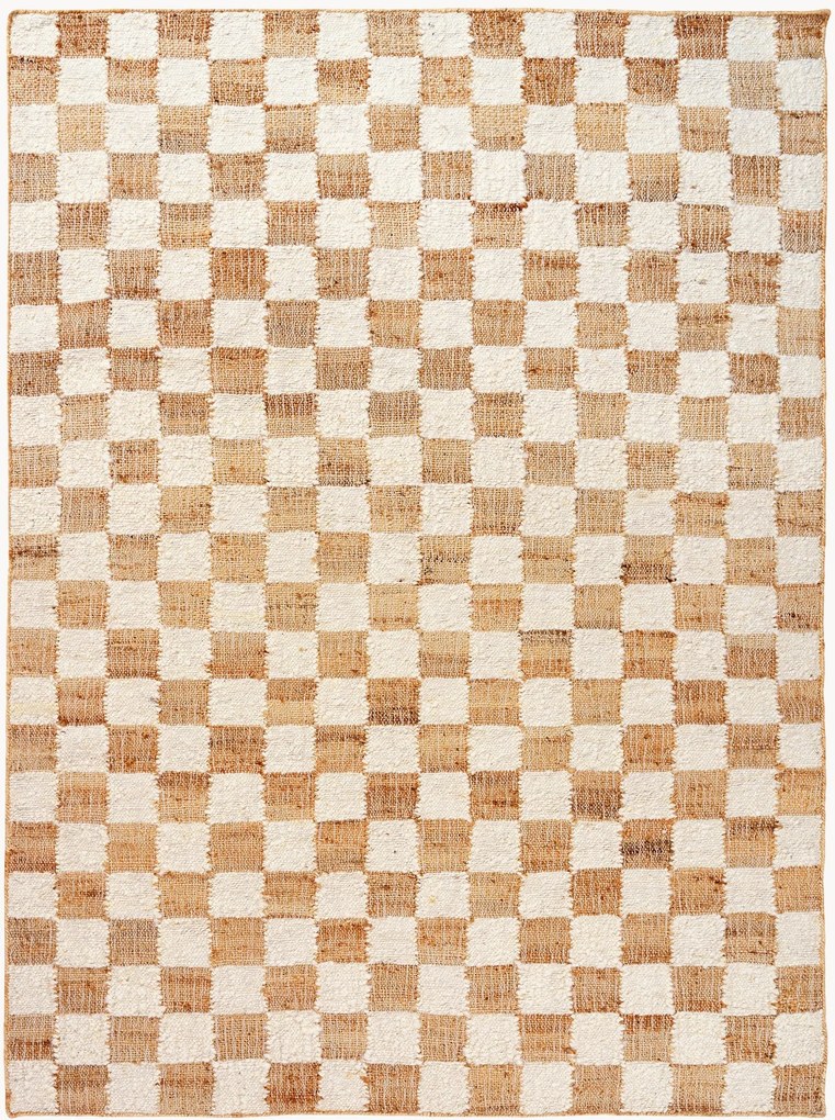 Ručne tkaný vlnený koberec's nízkym vlasom Check, rôzne veľkosti