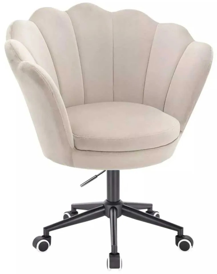 LuxuryForm DESIGN Kreslo FREY VELUR na čiernej podstave s kolieskami - latte