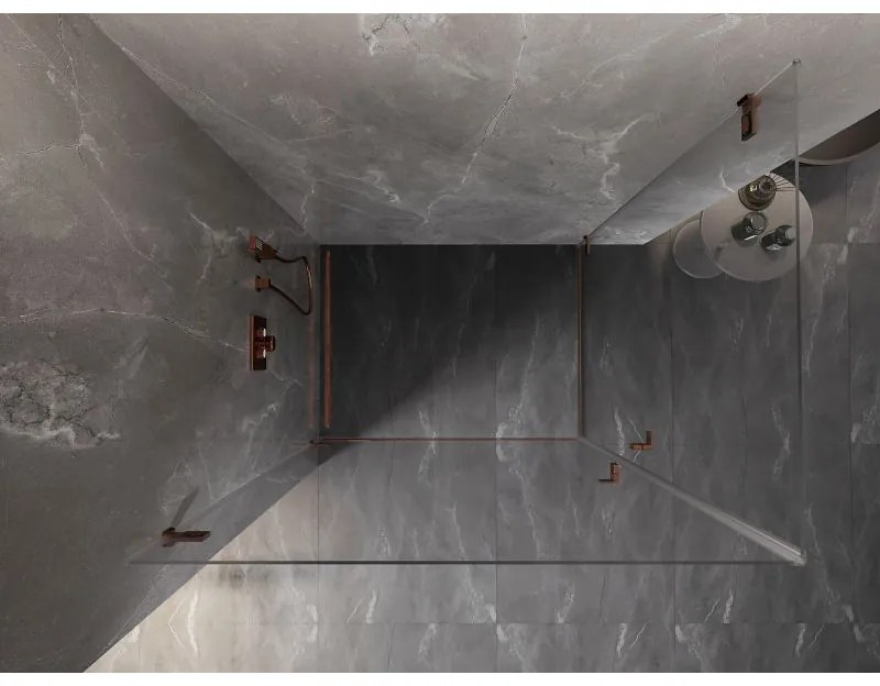 Mexen Lunar-B Duo výklopný sprchový kút 100 x 95 cm, číre sklo, ružové zlato, 832-100L-095P-60-00