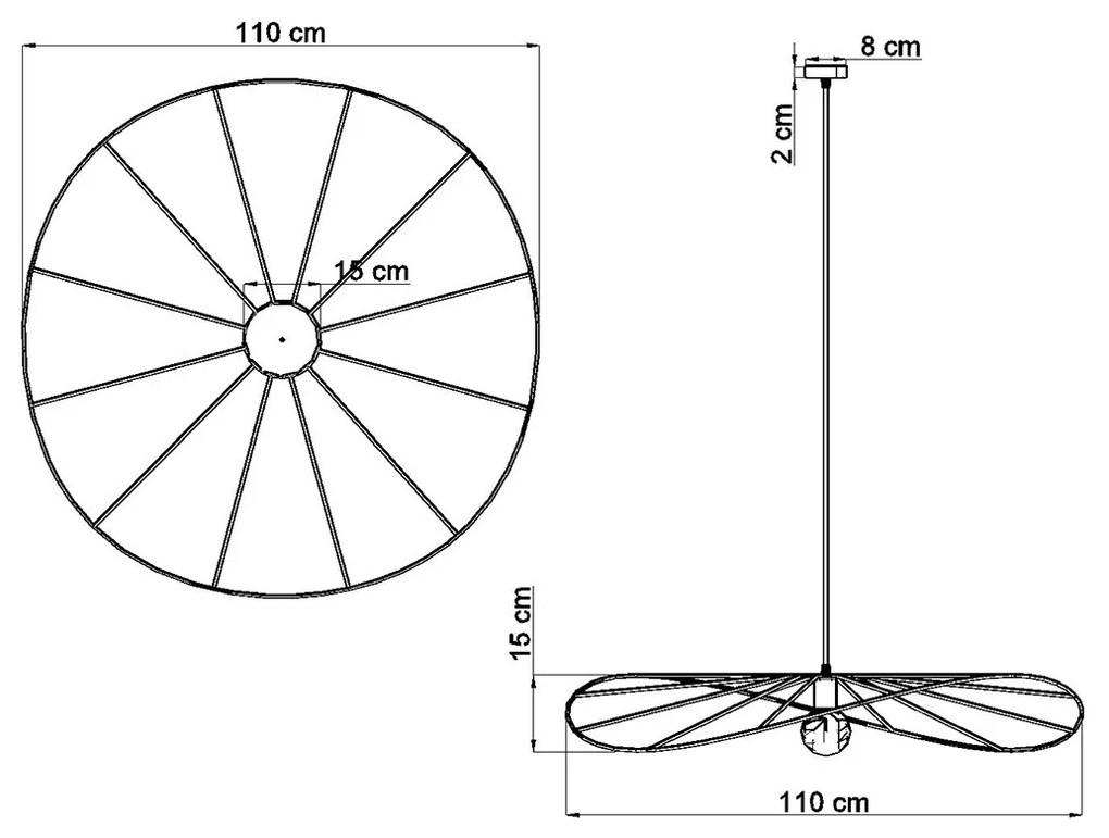 Závesné svietidlo Eskola, 1x čierne drôtené tienidlo, (fi 110 cm)