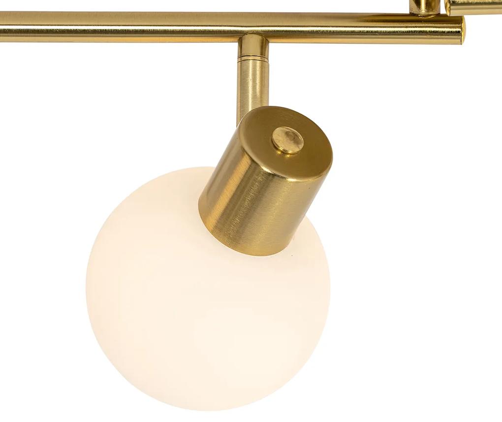 Stropné bodové svietidlo zlaté s opálovým sklom 4-svetlo nastaviteľné - Anouk