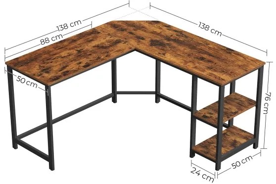 Rohový písací stôl SOLEA hnedá/čierna