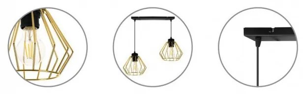 Priemyselná kovová závesná lampa so zlatými odtieňmi
