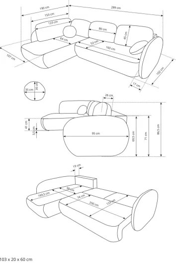 Rohová rozkladacia sedacia súprava s úložným priestorom do tvaru L OLBIA pravá béžová