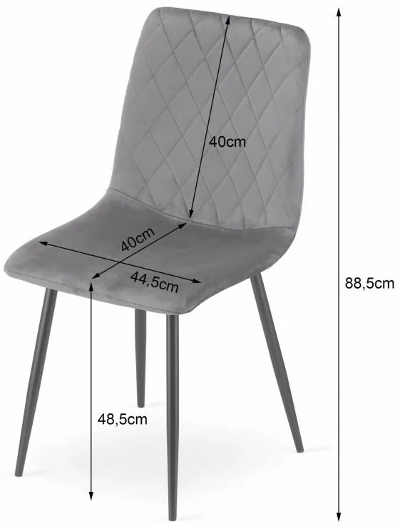 Set 2 kresiel TURIN - svetlosivý zamat