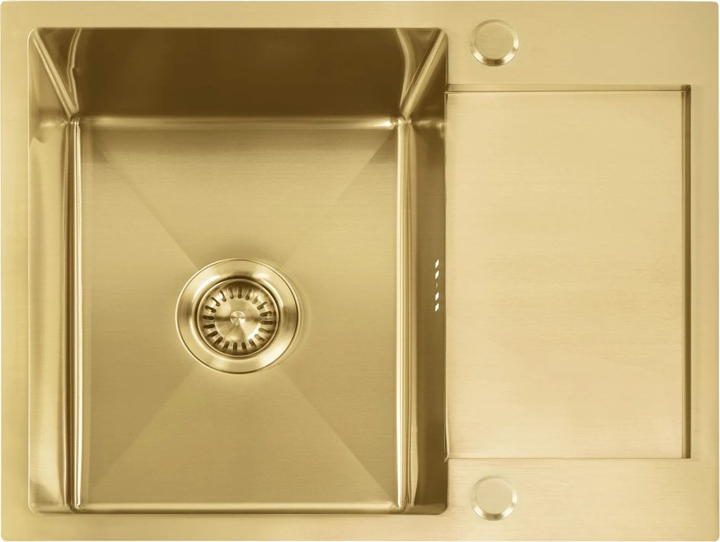 Rea Paul, 1-komorový oceľový drez 600x480x185 mm, zlatá matná, ZLE-06010