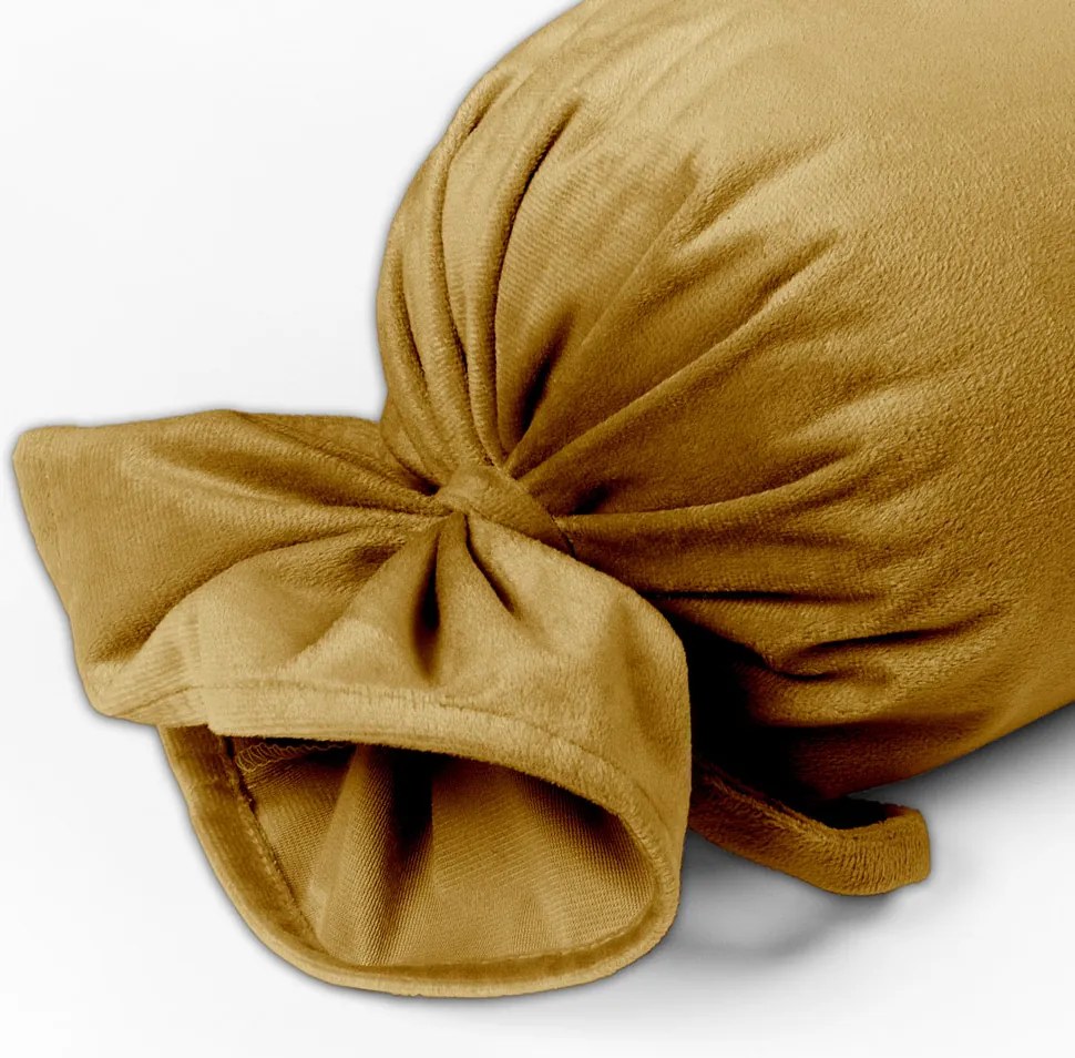 Biante Zamatový vankúš valec bonbon Velvet Prémium SVP-009 Horčicový 15x80 cm