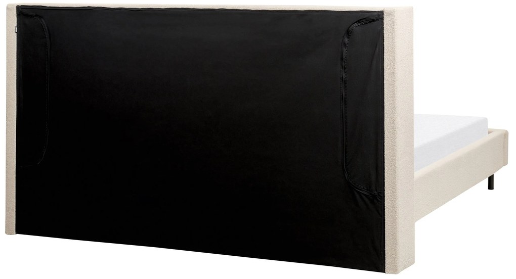 Posteľ s buklé čalúnením 180 x 200 cm béžová VILLETTE Beliani