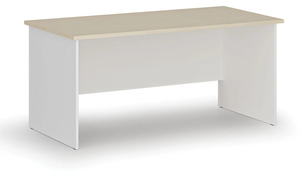 Kancelársky písací stôl rovný PRIMO WHITE, 1600 x 800 mm, biela/breza