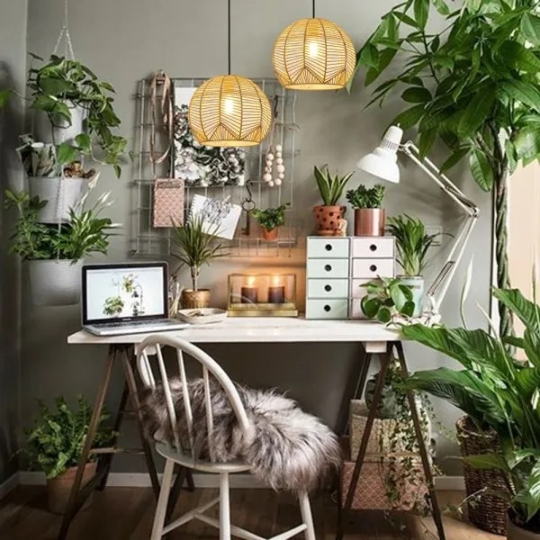 Immax 08258L - Luster na lanku PELO 1xE27/40W/230V pr. 30 cm ratan