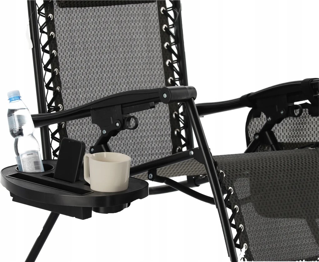 CH Záhradné skladacie relaxačné kreslo Zero II – čierna