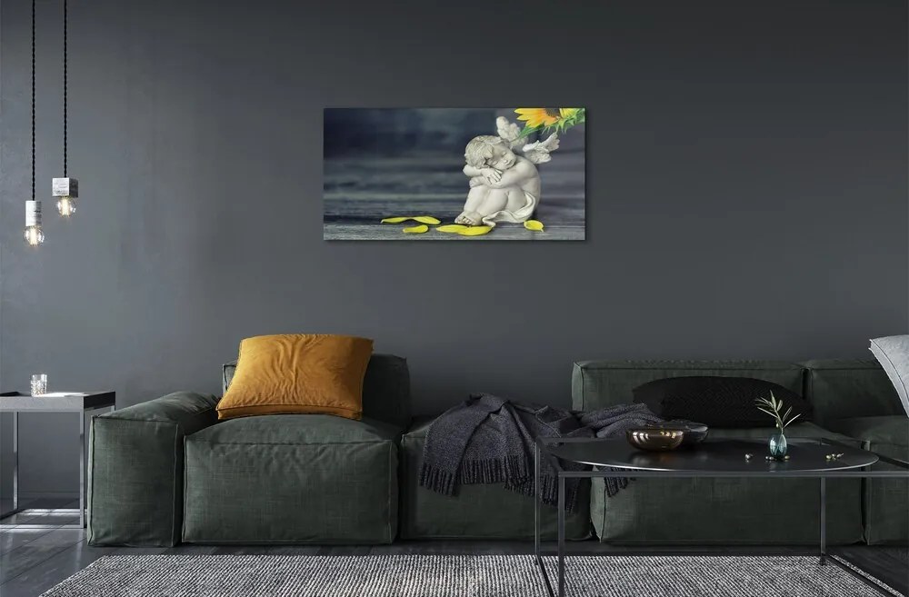 Sklenený obraz Spacie anjela slnečnica 125x50 cm