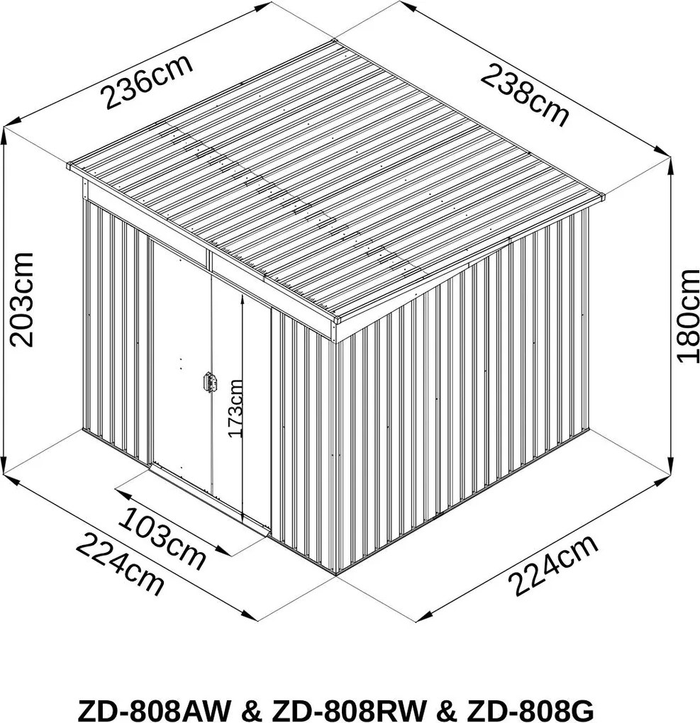 Záhradný domček BestBerg ZD‑808AW / 5,6 m² / 236 × 238 × 203 cm / antracit/biela