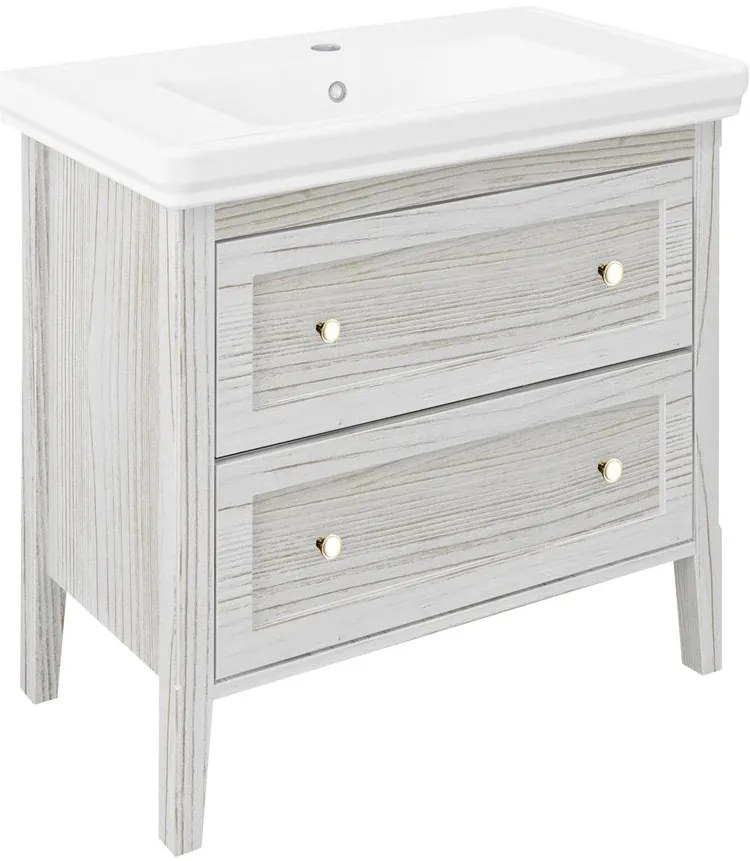 Sapho Sapho, CROSS umývadlová skrinka 85x81x47cm, 2x zásuvka, starobiela, CR291