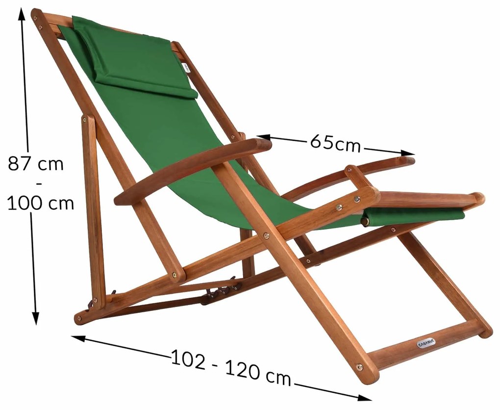 Záhradné lehátko SIENA, 65x87x102cm, zelená Casaria