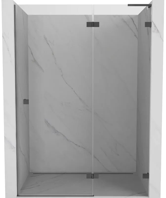 Mexen, Mexen Lunar L Otočné pravé sprchové dvere 135 cm, transparentné, pištoľový kov - 834L-135-000-95-00-P