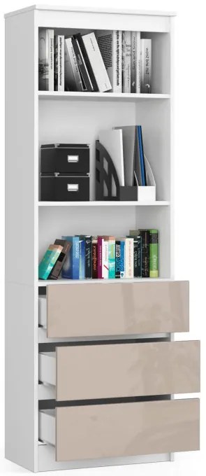 Regál R60 3SZ 2P CLP biely / cappuccino lesk