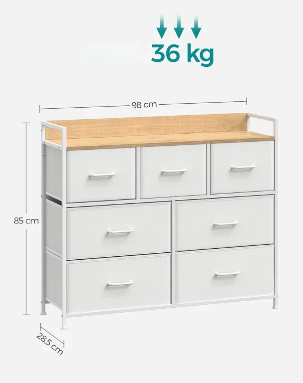 Komoda so zásuvkovými boxmi FLEXIRO 98x85 cm, dub/biela