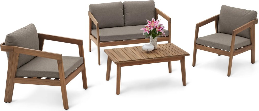 Pohodlná záhradná sedacia súprava s textilným výpletom, 4-dielna