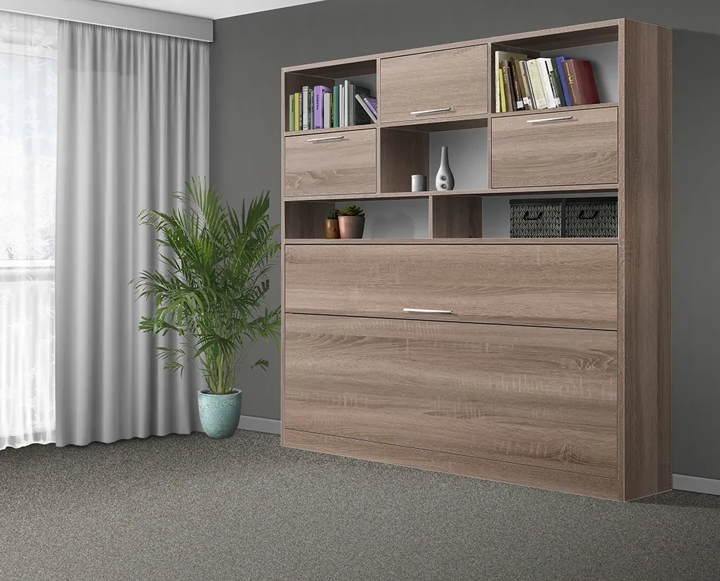 Nabytekmorava Sklápacia posteľ VS1056 MAX, 200x90cm farba lamina: buk, Varianta dverí: matné