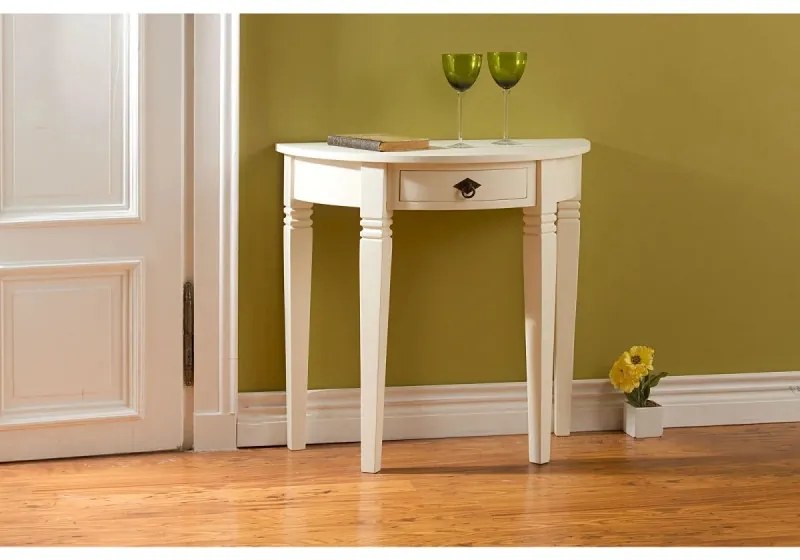 furniture-nabytek.cz - Masívny toaletný stolík Catana v bielej farbe, borovica, lakovaný – guľatý