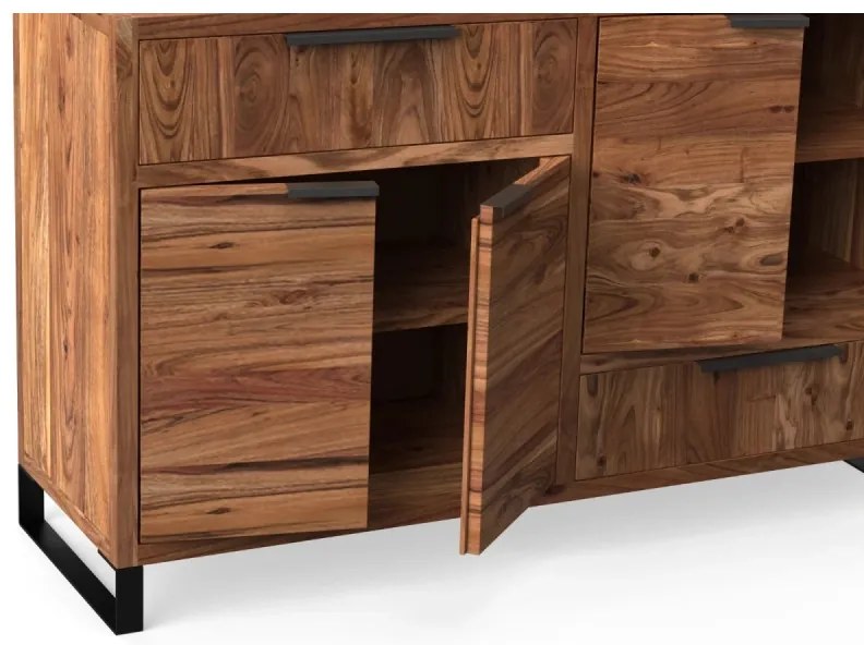 furniture-nabytek.cz - Masívna komoda Sydney z akáciového dreva, lakovaná, hnedá – 126×45×84 cm