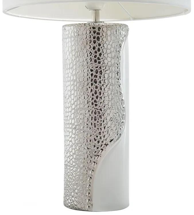 Biela a strieborná stolná lampa na nočný stolík AIKEN Beliani