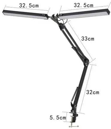 Stolná lampa Platinet Flexy 20 W, 2 ramená + klip, čierna