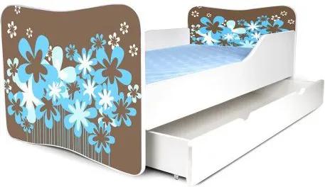 MAXMAX Detská posteľ so zásuvkou KVETY HNEDÉ + matrac ZADARMO