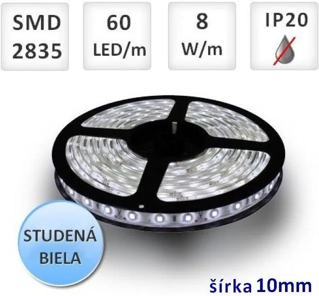 LEDlumen 5m LED pásik 60x SMD2835 8W/m studená biela IP20