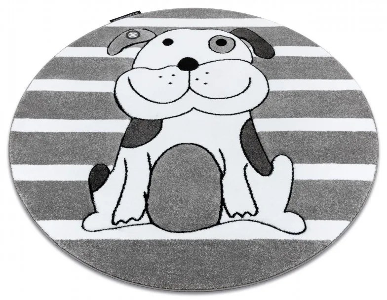 Dywany Łuszczów Detský kusový koberec Petit Puppy grey kruh - 120x120 (priemer) kruh cm