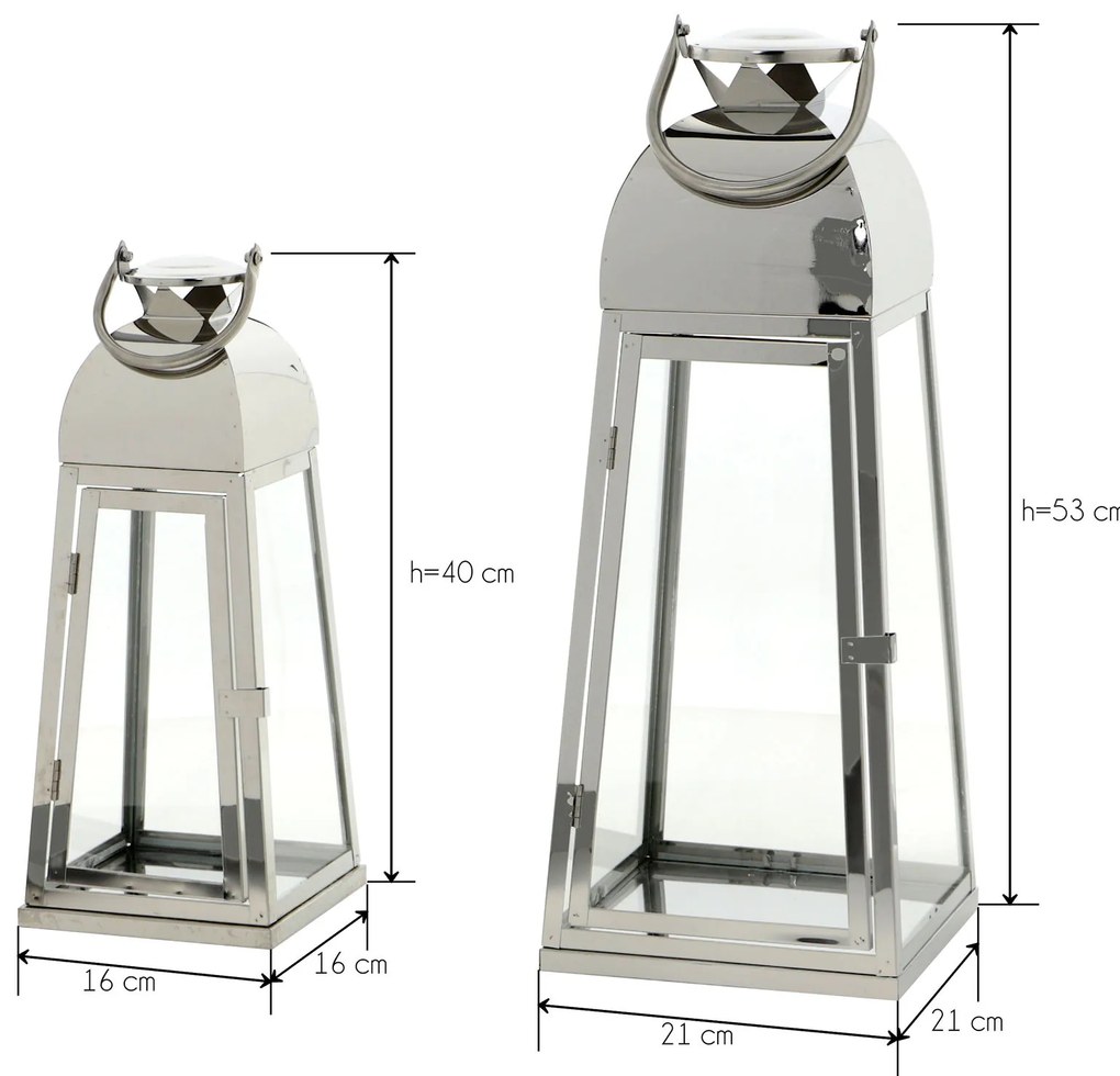 Dekorstudio Sada strieborných lampášov GLAMOUR 40cm,53cm