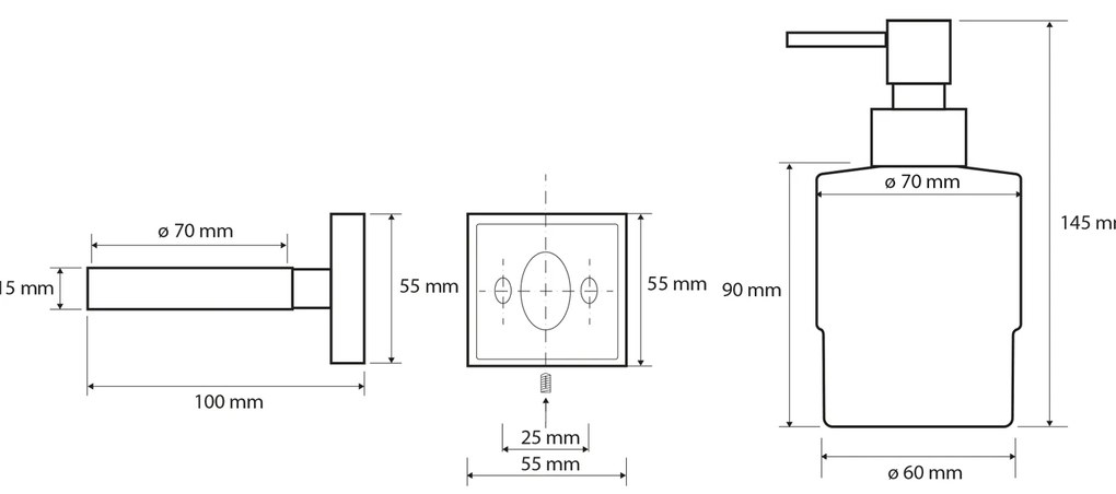 Sapho Sapho, X-SQUARE dávkovač mydla MINI 200 ml, chróm, XQ101