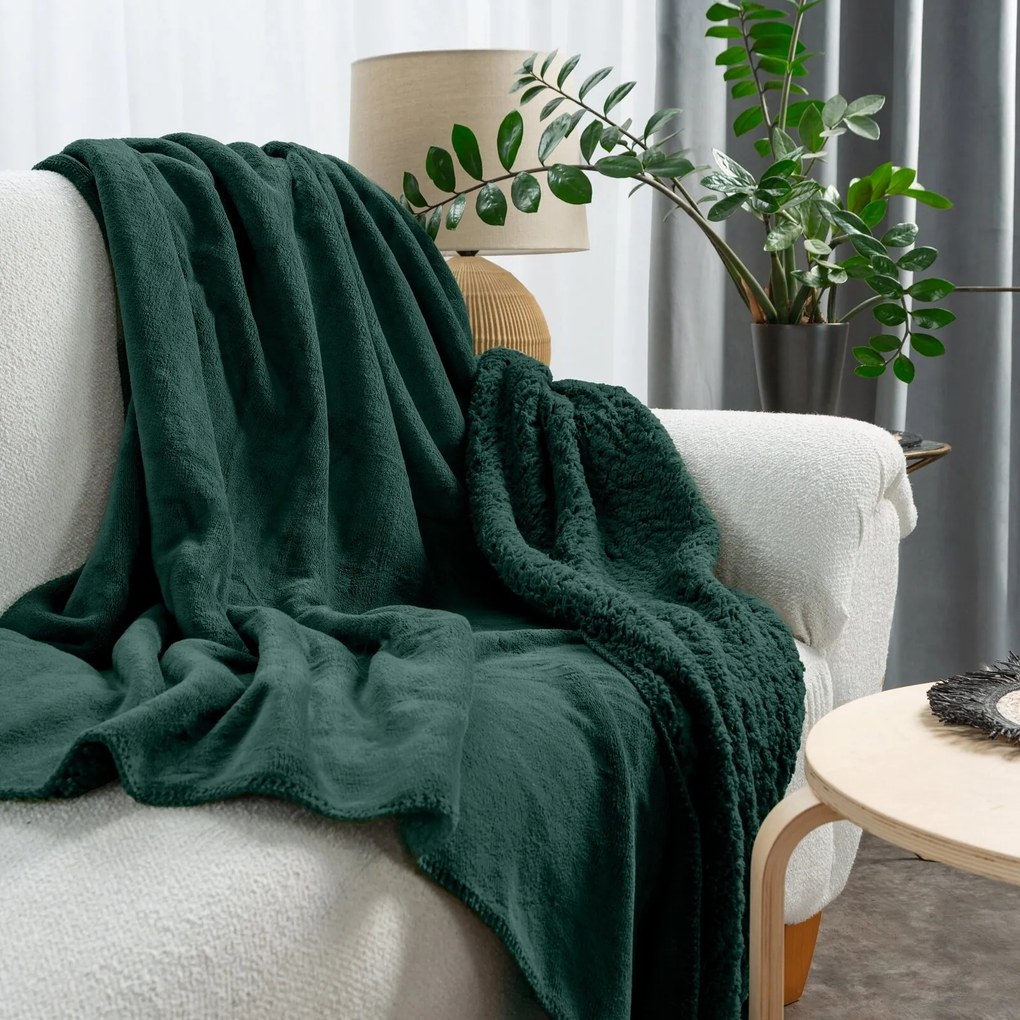 BUKLÉ DEKA TEDY 150X200 CM TMAVOZELENÁ
