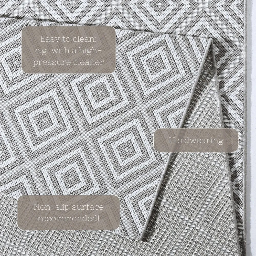 Sivý vonkajší koberec NORTHRUGS Karo, 80 × 150 cm