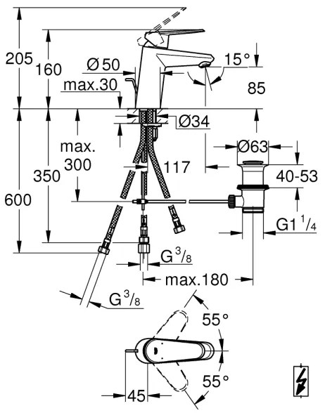GROHE 33177002 - Umývadlová batéria EURODISC COSMOPOLITAN DN 15 lesklý chróm