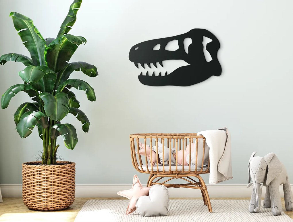 drevko Detská nálepka na stenu Hlava dinosaura Rozmer obrazu: 20 x 32,5 cm, Farba dekorácie: Čierna