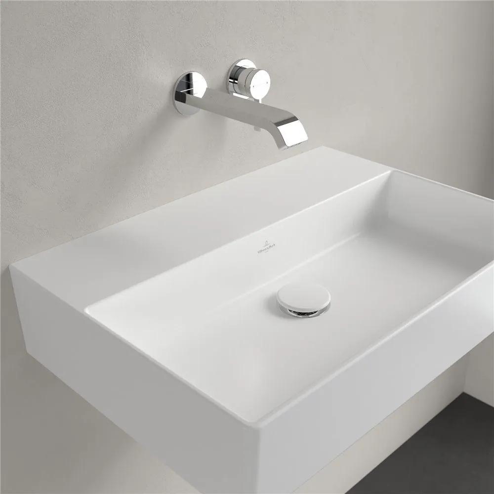 VILLEROY &amp; BOCH Memento 2.0 závesné umývadlo bez otvoru (spodná strana brúsená), bez prepadu, 600 x 420 mm, Stone White, s povrchom CeramicPlus, 4A226FRW