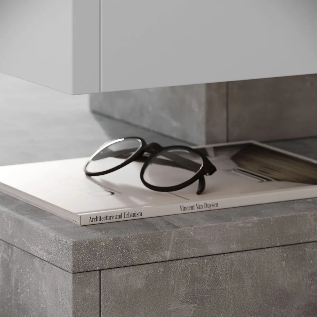 KONFERENČNÝ STOLÍK ESME S OTOČNOU PRACOVNOU DOSKOU BIELY / BETÓN