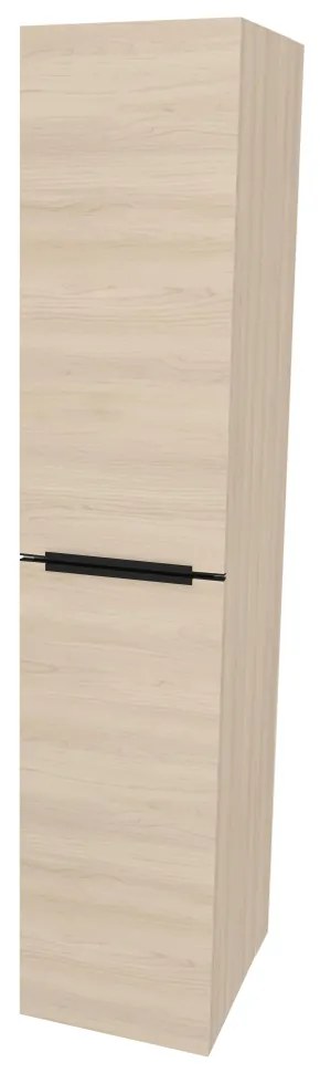 Mereo, Mereo Mailo, kúpeľňová skrinka vysoká 170 cm, čierne madlo, Multidecor, Javor Hard šampanský, MER-CN594LPBJHS2