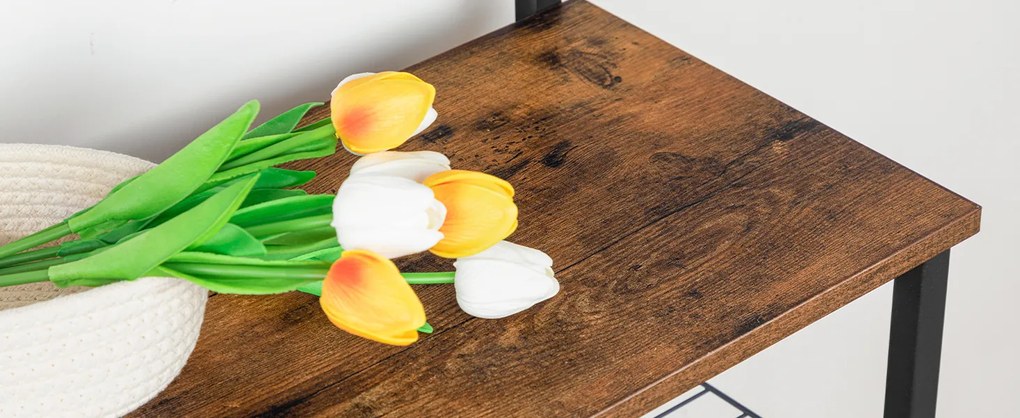 Predsieňový vešiak s botníkom Vasagle Mjora 80 cm čierny/hnedý