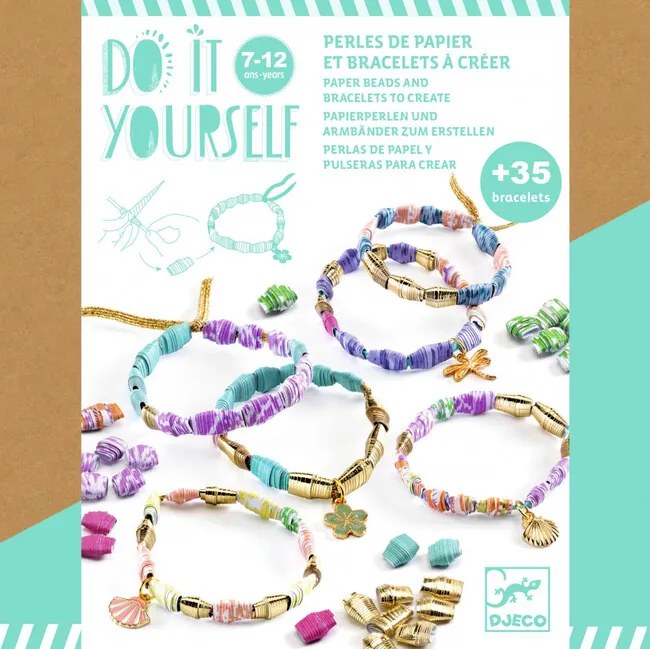 Djeco DIY Vyrob si sám Metalické náramky papierové korálky