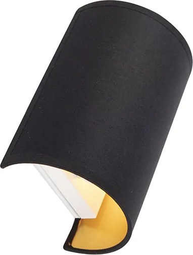 Moderná nástenná lampa čierna a zlatá - Simple Drum