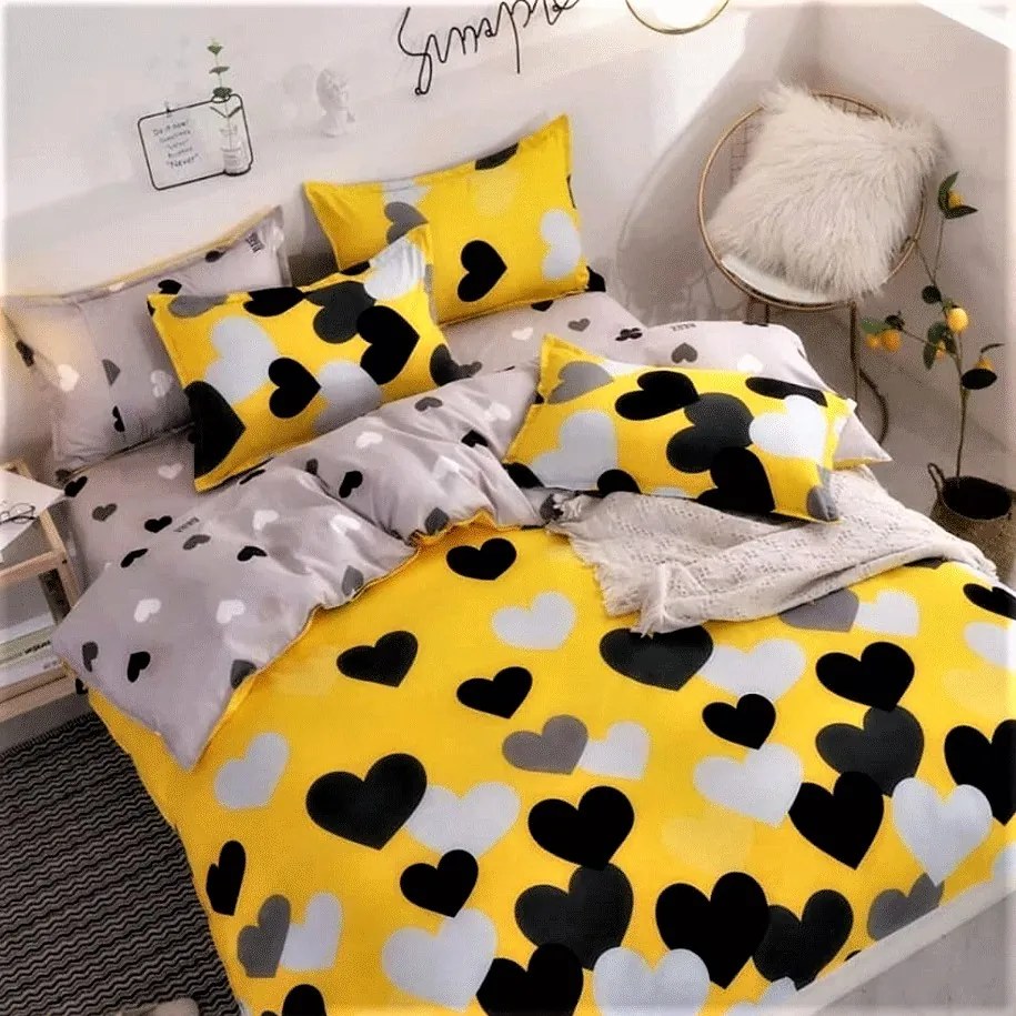 Posteľné návliečky HEART 07 YELOW 140x200cm