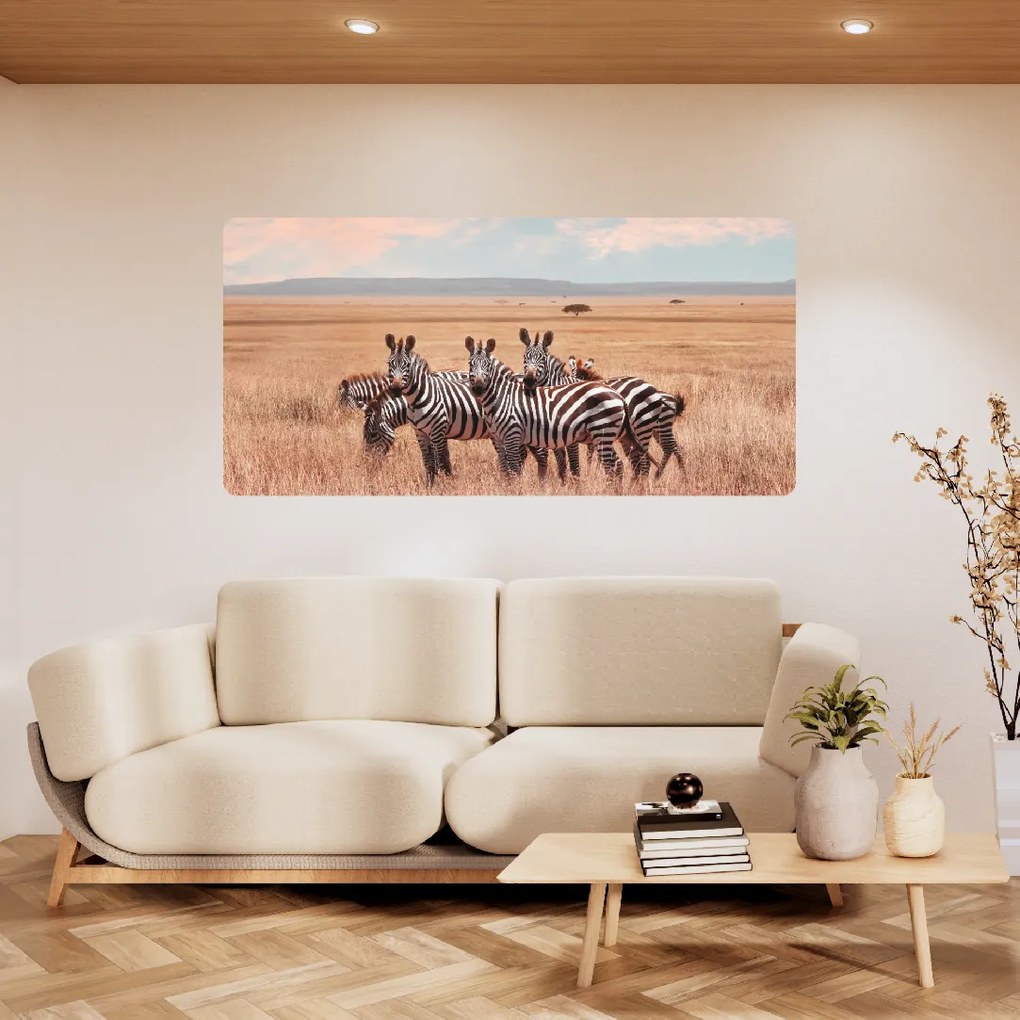 60x120cm Zebry v afrike - textilná nálepka na stenu