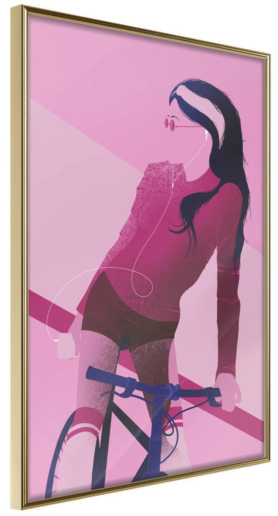 Artgeist Plagát - Woman on Bicycle [Poster] Veľkosť: 40x60, Verzia: Zlatý rám