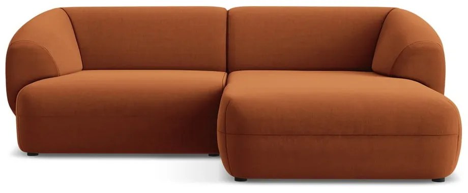 Oranžová zamatová rohová pohovka (pravý roh) Moana – Makamii